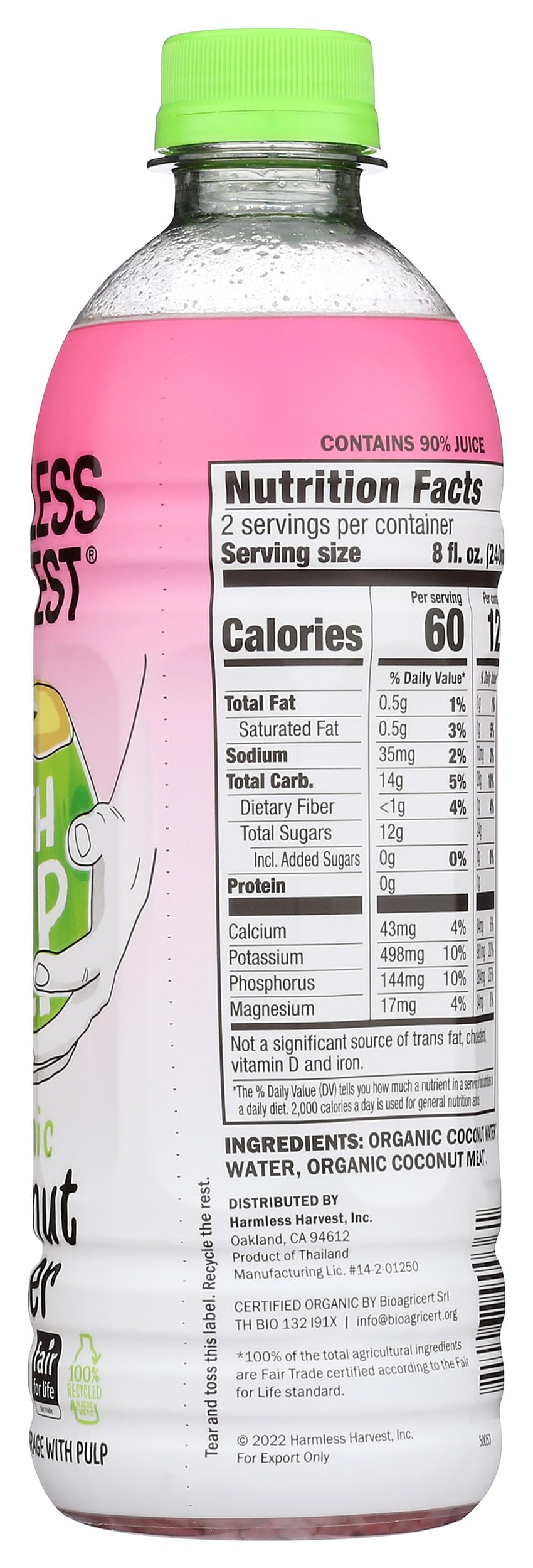 Water Coconut Pulp Organic, 16 Ounce by Harmless Harvest – 16 Fl Oz (Pack of 1), Model 0810068900361