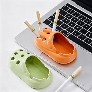 Orange Clog-Shaped Ashtray – Novelty Desk Smoke Tray, Splash-Proof for Home | A smile-raising clog shaped ashtray that catches ashes and butts with quirky charm for patios, dens, and dorms.