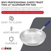 12" Aluminium Fry Pan with Cool Touch Handle by Winco – 12 Inch, 12.0 inches, Aluminum, Model AFP-12A-H