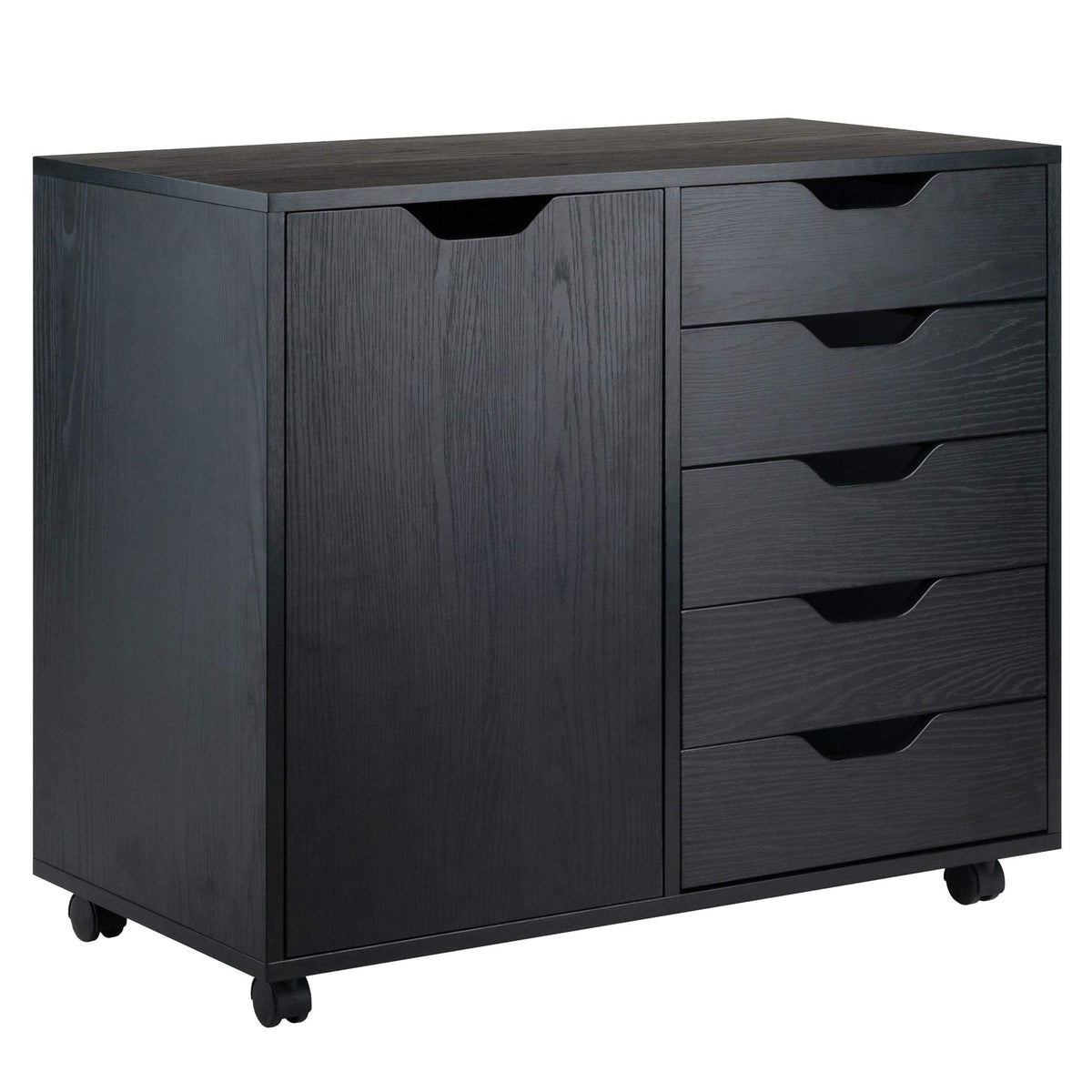 Winsome Black / 2 Doors, 15 Drawers / Contemporary Storage Cabinets