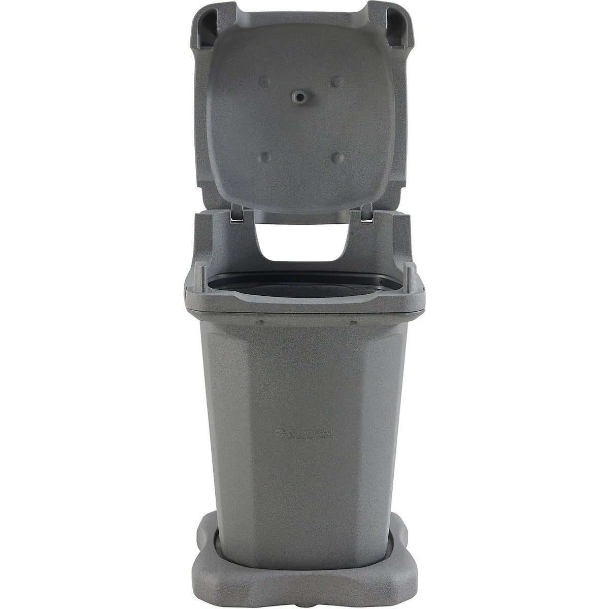 Outdoor Trash Can with Hinged Lid by Global Industrial – 60.0 gallons, Plastic, Gray, Model 732315