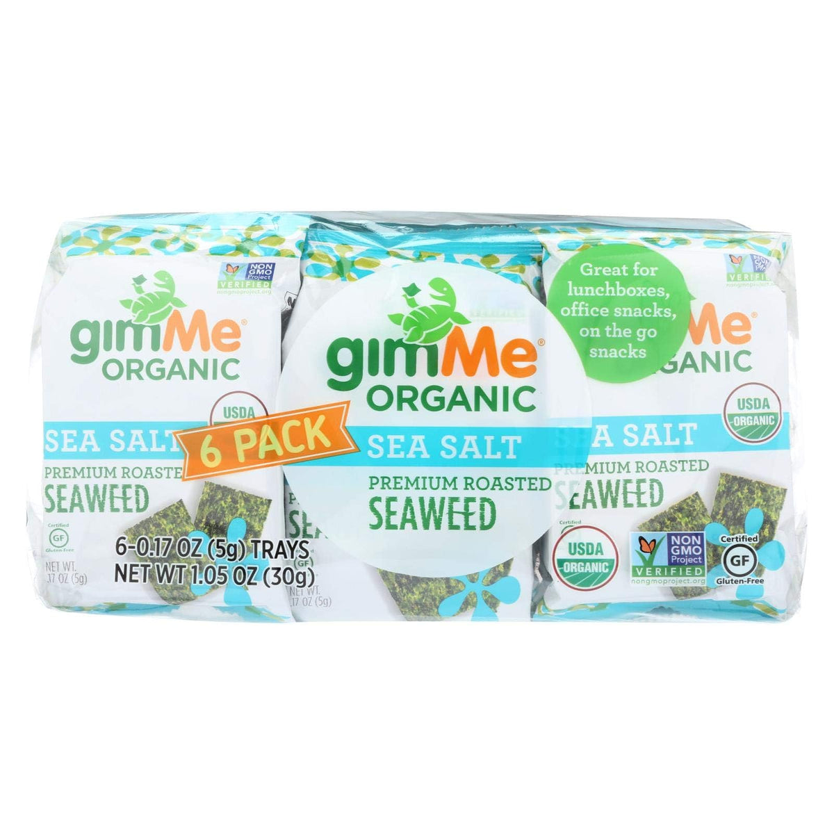 Organic Sea Salt Premium Roasted Seaweed - Cello by gimMe – Pack of 8