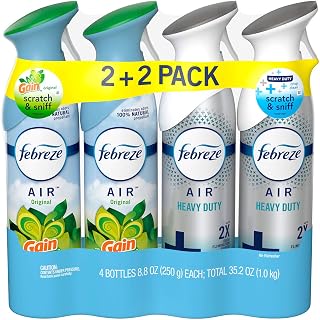 Febreze AIR Freshener 4 Pack 2 Original Gain and 2 Air Heavy Duty