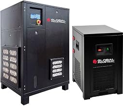 Global Industrial Tankless Rotary Screw Compressor w/Dryer, 5 HP, 1 Phase, 230V
