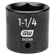 1/2" Drive 6 Pt. Standard Impact Socket by GEARWRENCH – 1-1/4 in, Chrome Molybdenum Steel, Black, Model 84514N
