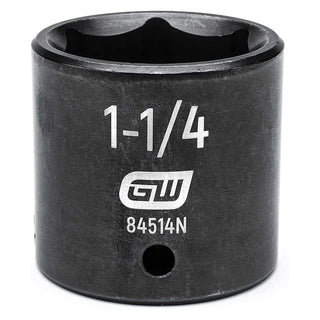 1/2" Drive 6 Pt. Standard Impact Socket by GEARWRENCH – 1-1/4 in, Chrome Molybdenum Steel, Black, Model 84514N