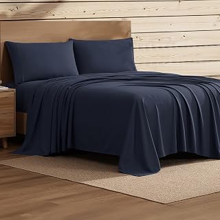 Coleman Full Size Sheets – Durable Home Bedding with Outdoor Heart, Stylish & Reliable for Bedroom or Cabin – Premium Solid Color, Built for Comfort, Style & Occasional Outdoor Use, Navy Blue
