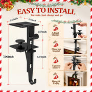 RGJ Mantel Stocking Hangers, Dual Hook Metal, Black, Set of 6