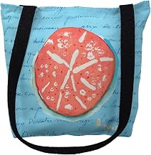 TY092BG 18 x 18 in. Coral Sand Dollar Blue Script Tote Bag - Large