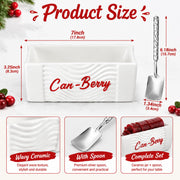 Potchen Ceramic Cranberry Can Serving Dish with Spatula, Black and White, One Size