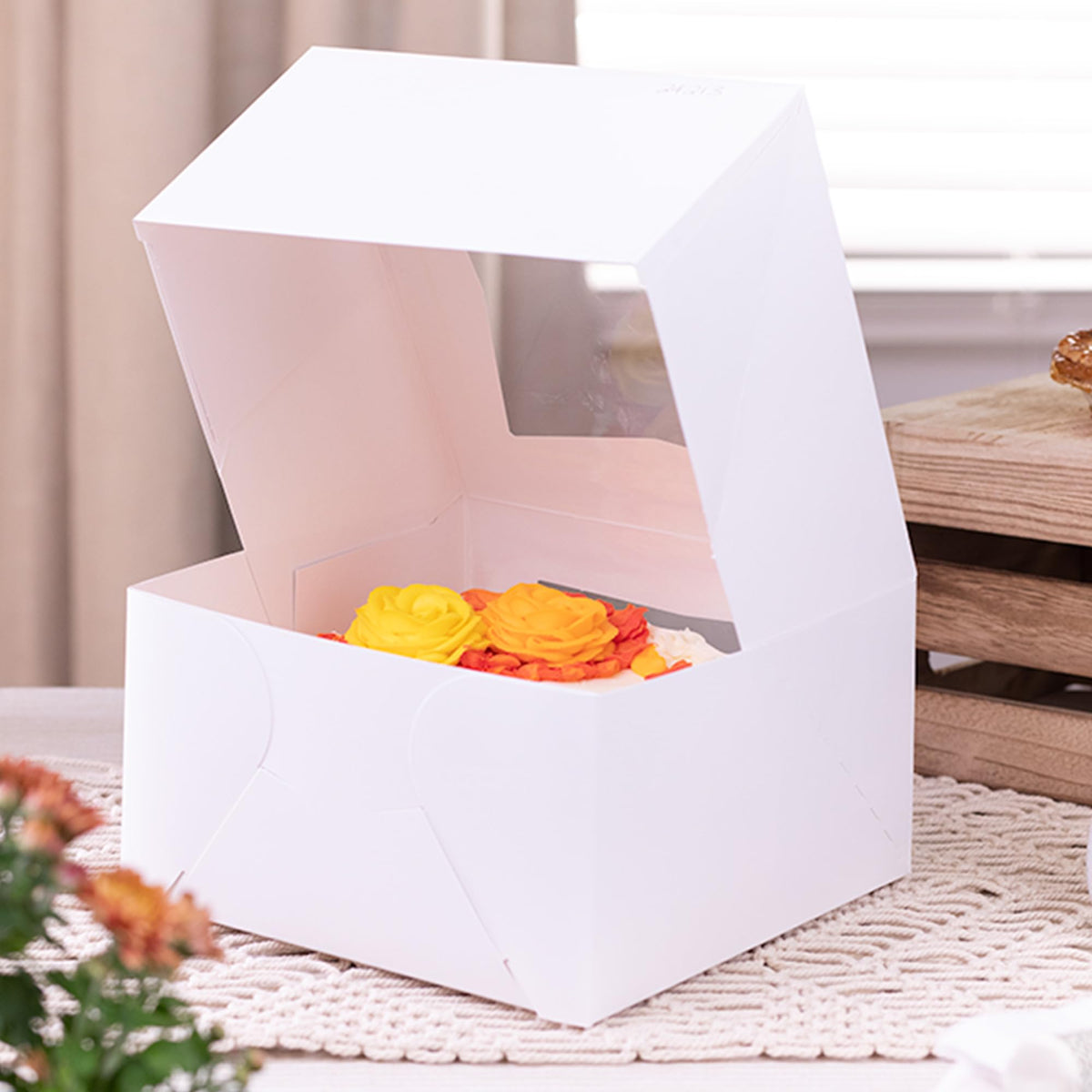 SCT Bakery Automatic Window Paperboard Bakery Box by SOUTHERN CHAMPION TRAY – Large, 3.5 kilograms, Paper, White, Pack of 100