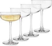 Libbey Paneled Cocktail Coupe Glasses, 8 Oz Stemmed, Set of 4