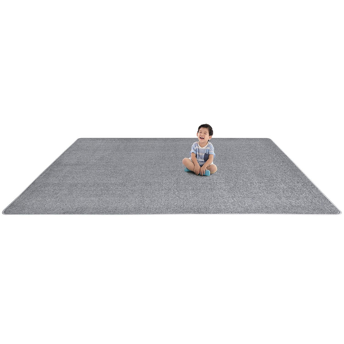 Endurance Solid Colored Area Rug in Color Silver by Joy Carpets – 4' x 6' (Rectangular), Polyester, Silver, Model 80N-12