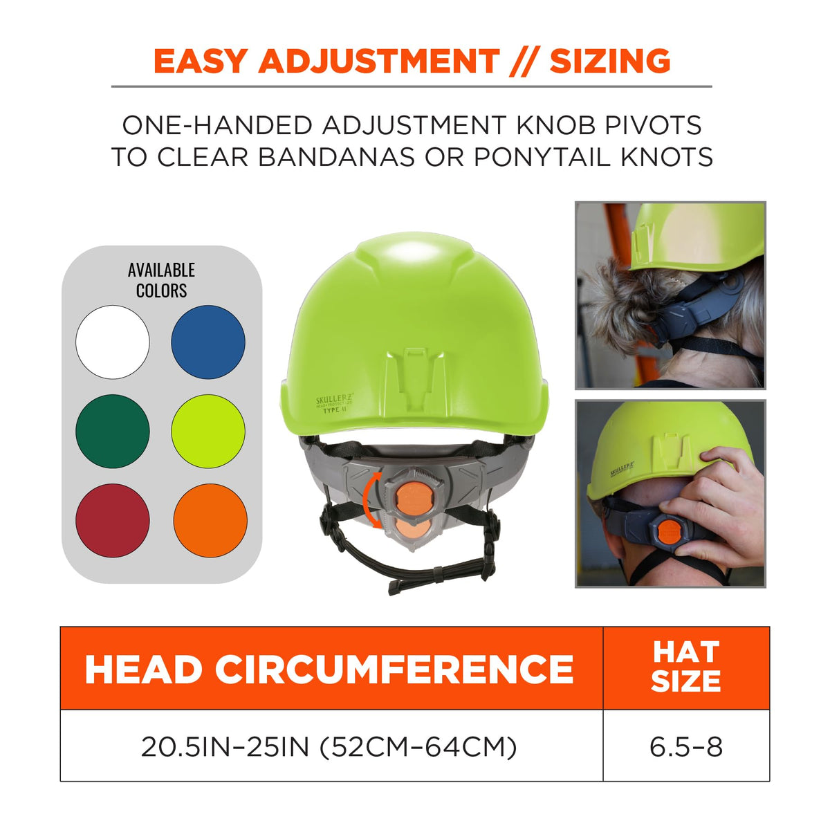 Skullerz 8976 Type 2 Safety Helmet by Ergodyne – Polycarbonate (PC), Lime, Model 60360