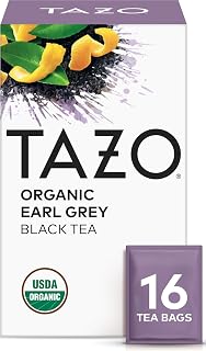 TAZO Organic Earl Grey Tea Bags, Black tea with Caffeine, 16 Total Tea Bags