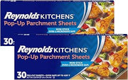 Reynolds Kitchens Pop-Up Parchment Paper Sheets, 10.7 x 13.6 Inches, 30 Count (Pack of 2)
