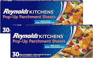 Reynolds Kitchens Pop-Up Parchment Paper Sheets, 10.7 x 13.6 Inches, 30 Count (Pack of 2)