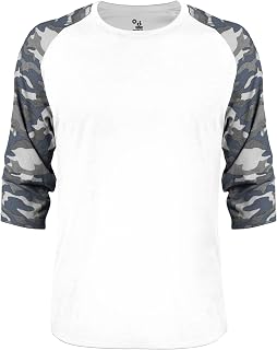 Vintage Camo Tri-Blend Baseball Tee by Badger