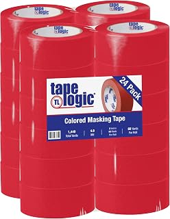 Tape Logic (24 Pack General Purpose Colored Masking Tape, 2 Inch x 60 Yards, Red, for Home, Office, Arts, Crafts, DIY, Labeling and Coding