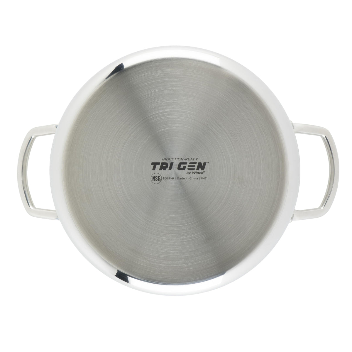 Tri-Ply Stock Pot by Winco – 6 Quarts, Stainless Steel, Silver, Model TGSP-6