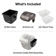 Mini Dome Condiment Bar 2 Compartnment with Dome Lid for Kitchen by San Jamar – 1 qt, 0.0 ounces, Acrylonitrile Butadiene Styrene (ABS), Black and Clear, Model BD2003
