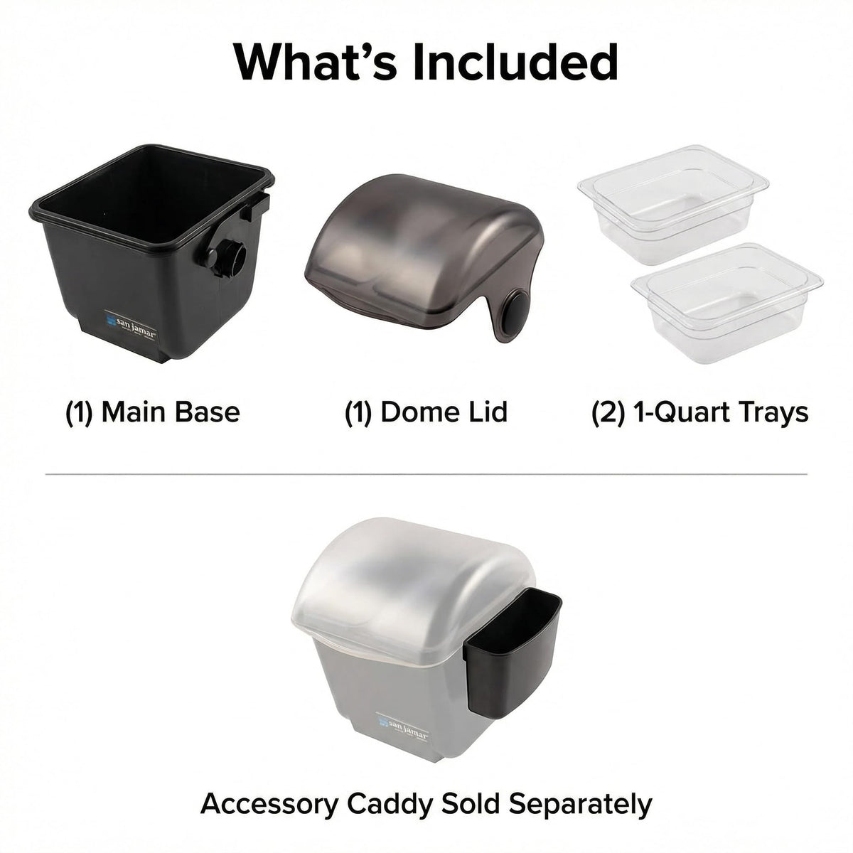 Mini Dome Condiment Bar 2 Compartnment with Dome Lid for Kitchen by San Jamar – 1 qt, 0.0 ounces, Acrylonitrile Butadiene Styrene (ABS), Black and Clear, Model BD2003