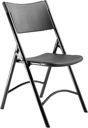National Public Seating 600 Series Heavy Duty Plastic Lightweight Portable Folding Chair with Steel Frame and 2 Cross Braces, Black - 4 Pack