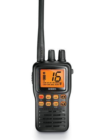 Waterproof Handheld 2-Way VHF Marine Radio by Uniden – One Size, Black, Model MHS75