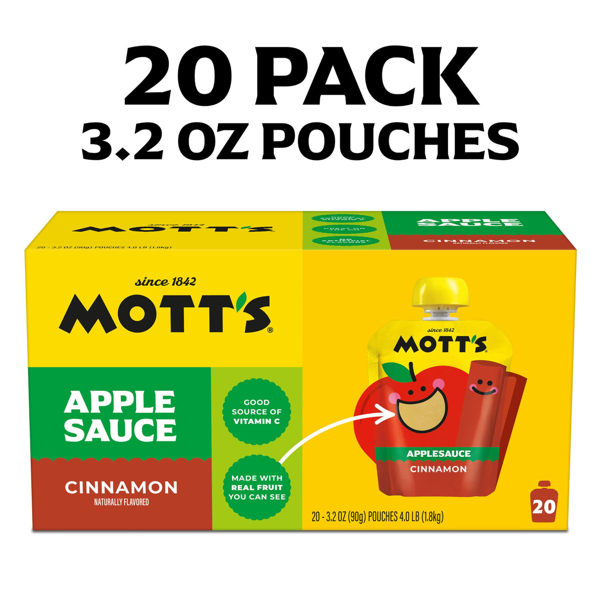 Cinnamon Applesauce by Mott's – 20 Count, Pack of 20