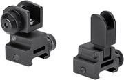 Barska Flip Up Sight Set with Dual Aperture Rear and A2 Front – Spring Loaded Folding Quick Deployment – Fits Picatinny and Weaver
