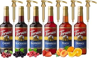 Torani Syrup, Variety Pack of 6 Fruit Flavors, Pumps Included, 25.4 Oz Ea