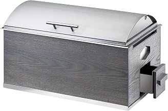 Ashwood Collection – Chafer – 22W x 14D x 13.5H – Gray-Washed Oak, Stainless Steel Cover, Wind Guard
