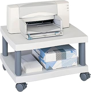 Safco Wave Under-Desk Utility Cart & Multi-Use Printer Stand, 2-Tier Printer Table for Home Office, Rolling Cart with Shelf