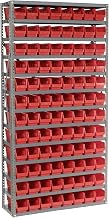 Global Industrial 13 Shelf Steel Shelving with (96) 4" H Plastic Shelf Bins, Red, 36x12x72