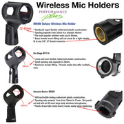 Indestructible Large Barrel/Wireless Microphone Holders - 2 Pack () by Performance Plus – 2 Pack, Rubberized Plastic, Black, Pack of 2, Model MH4W-2