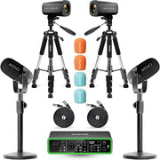 Movo Video Podcast Equipment Bundle – USB Audio Interface, 2 XLR Dynamic Microphones, 2 4K UHD Cameras, 2 Desk Stands – Complete Podcast Setup