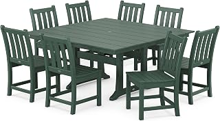 Polywood Traditional Garden 9-Piece Farmhouse Dining Set (Green)