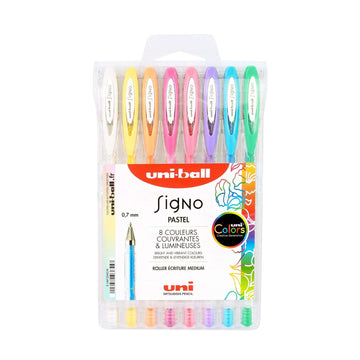 Signo - Uni Mitsubishi Pencil - -8 Gel Ink Rollerball Pens - Pastel Color Pens - 0.7 mm tip - Medium writing - Fancy Rollers for Creative Leisure and Cartery by Uni-Ball – Model