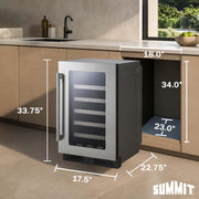 Summit 18” Built-In Wine Cellar by Summit Appliance – 18", 2.9 cubic_feet, wood, Stainless Steel, Model CL18WC