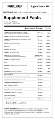 Body Wise AM & PM® Daily Vitamin System | Day & Night Wellness Formula for Energy by Body Wise International – 90 Count (Pack of 1), Model Right Choice Am And Pm