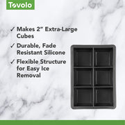 Ice Cube Tray King Charcoal by Tovolo – 1 Count, Silicone, Charcoal, Model 81-10239