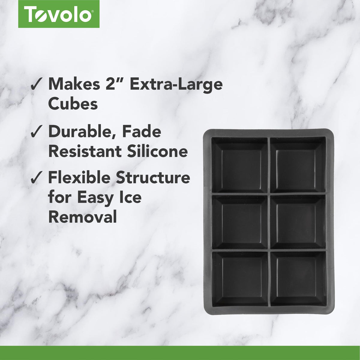 Ice Cube Tray King Charcoal by Tovolo – 1 Count, Silicone, Charcoal, Model 81-10239