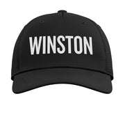 Winston Adjustable Printed Baseball Hat by WINSTON Name Text Desings – Cotton, Black