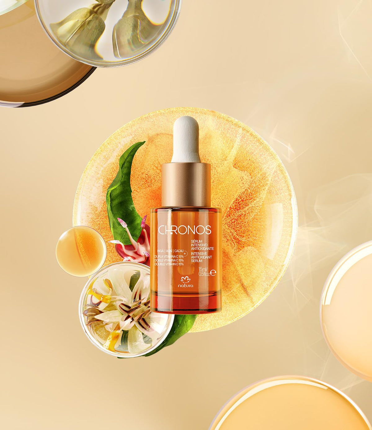 Chronos Intensive Anti-Oxidant Serum - g 15% Vitamin C Serum - Protects from Oxidation with Inga by natura – 1.01 Fl Oz (Pack of 1)