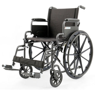 Global Industrial Wheelchair – 20" W Seat, Flip Back Arms, Swing-Away Footrests, Black