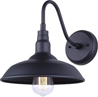 Canarm Hattie 1-Light Outdoor Barn Light, 10-Inch Black Wall Mounted Gooseneck Outdoor Lighting, Wet-Rated for Porch, Garage and Entryway