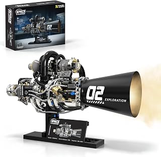 Rocket Engine Building Set Compatible with LEGO 712PCS STEM Model 8+ | Light Smoke Effect Adds A Dynamic Touch To The Space Inspired Display Model For Bedroom Office Shelf Desk Display Decor