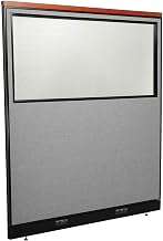 Global Industrial 60-1/4"W x 65-1/2"H Deluxe Electric Office Partition Panel with Partial Window, Gray