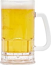 GET 20 oz Clear Plastic Beer Mug with Handle (Set of 12)