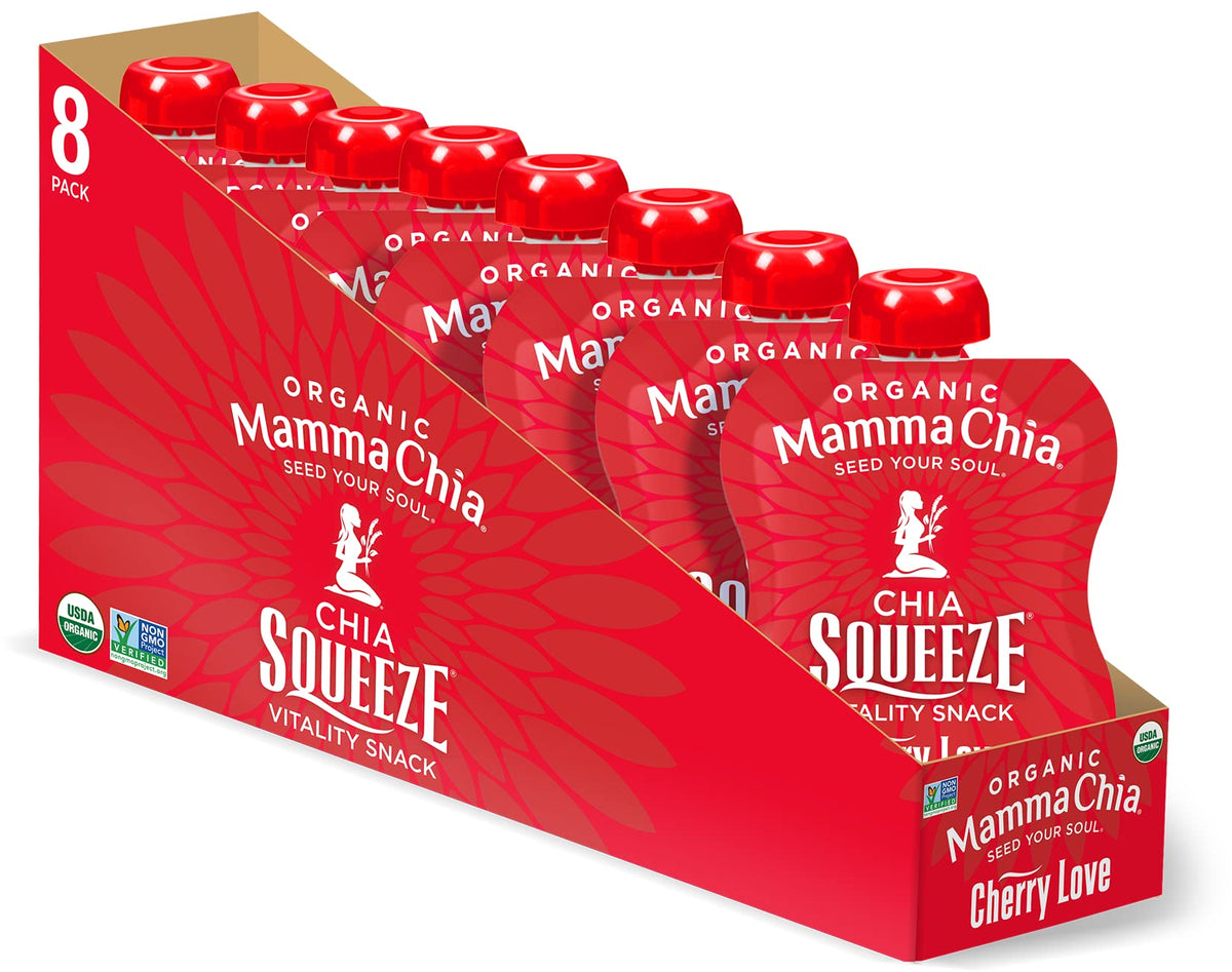Mamma Chia Cherry Love / 3.5 Ounce (Pack of 16) / Vitality Pouches Fruit Snacks